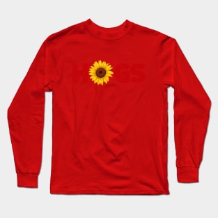 Hogs with Sun Flower Design Long Sleeve T-Shirt